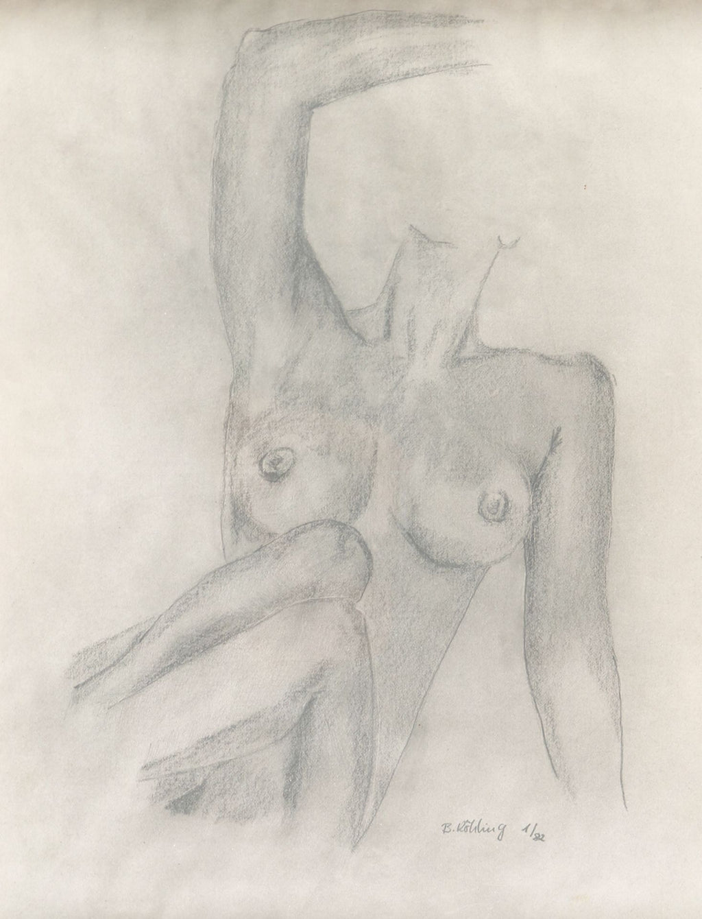 B-Köhling, 3 Aktzeichnungen  Kohle