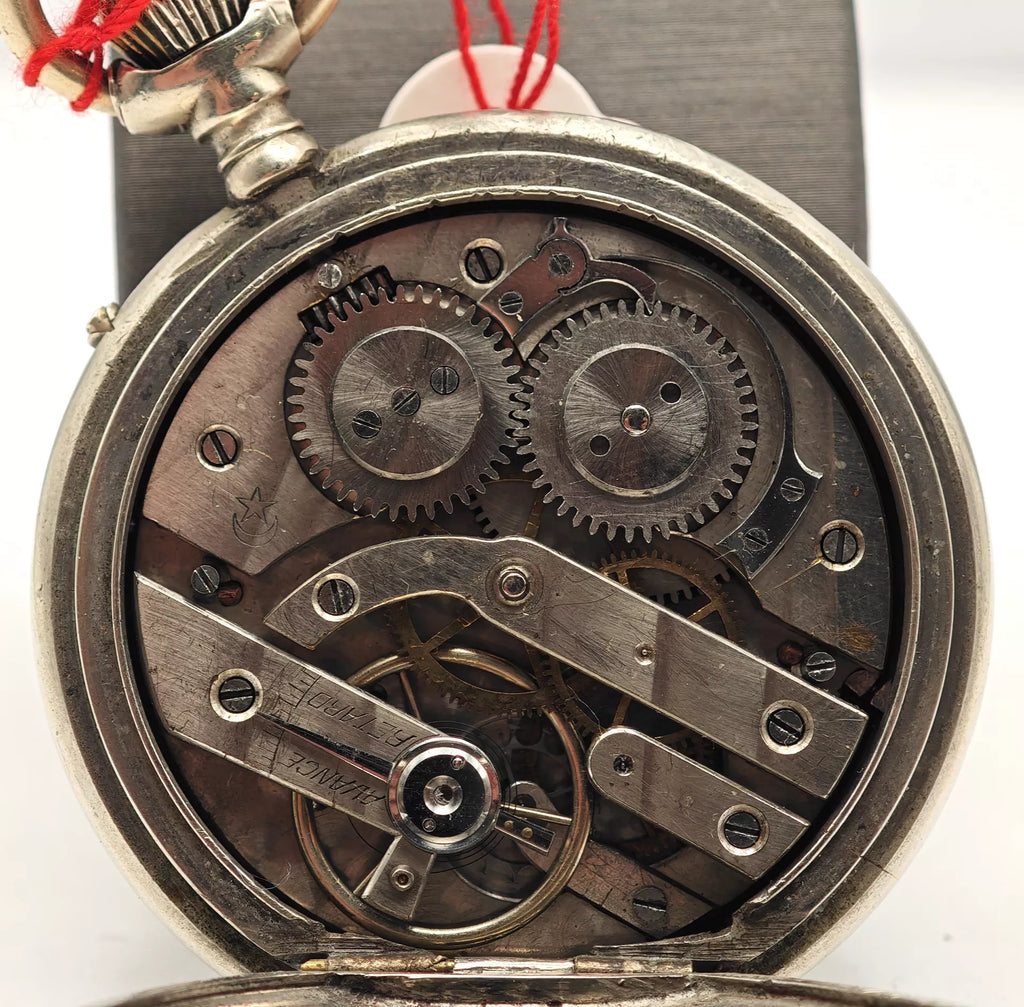 Taschenuhr mit Gravur Punze Halbmond und Stern -12B-